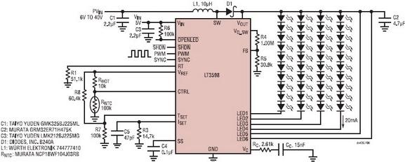图6:两个停用的通道和4串led电路图
