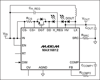 当输入电压可能高于或低于串联HB LED的总电压时，应该选择buck-boost驱动器拓扑