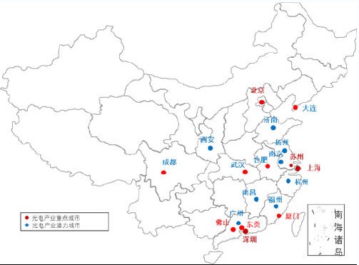 中国光电产业地图 三大区域引领led产业