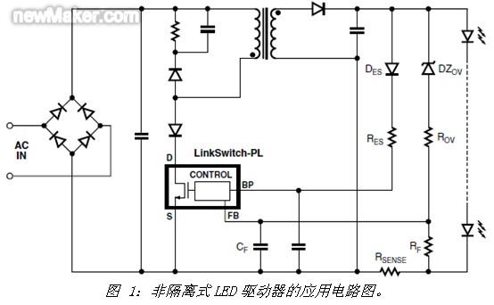 非隔离式可调光LED驱动器电路图