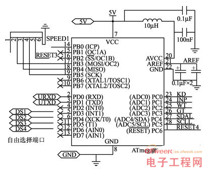 图4  主控atmega8单片机引脚图