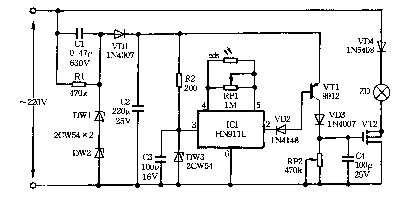 熱釋電紅外傳感器樓道照明燈開關(guān)電路